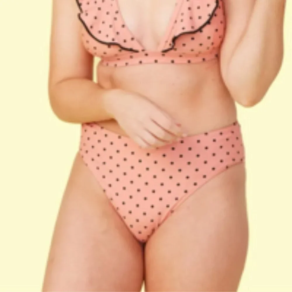 Summersalt NEW NWT High Cut Mid Rise Polka Dot Bikini Bottom Size 12